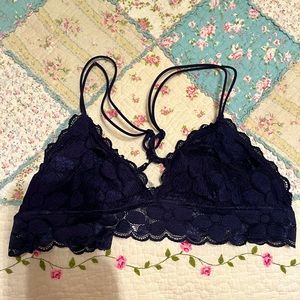 Navy blue lace bralette